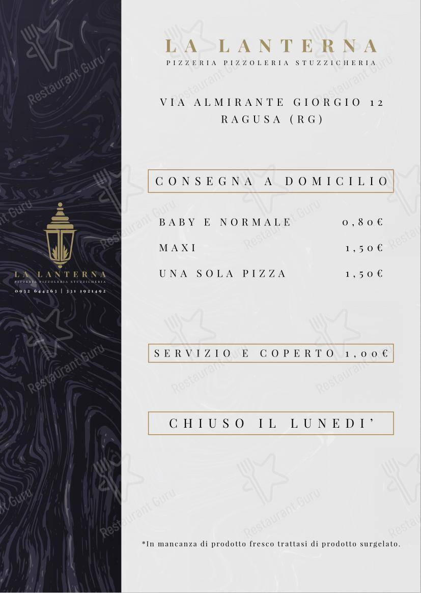 Menu per Pizzeria La Lanterna pizzeria