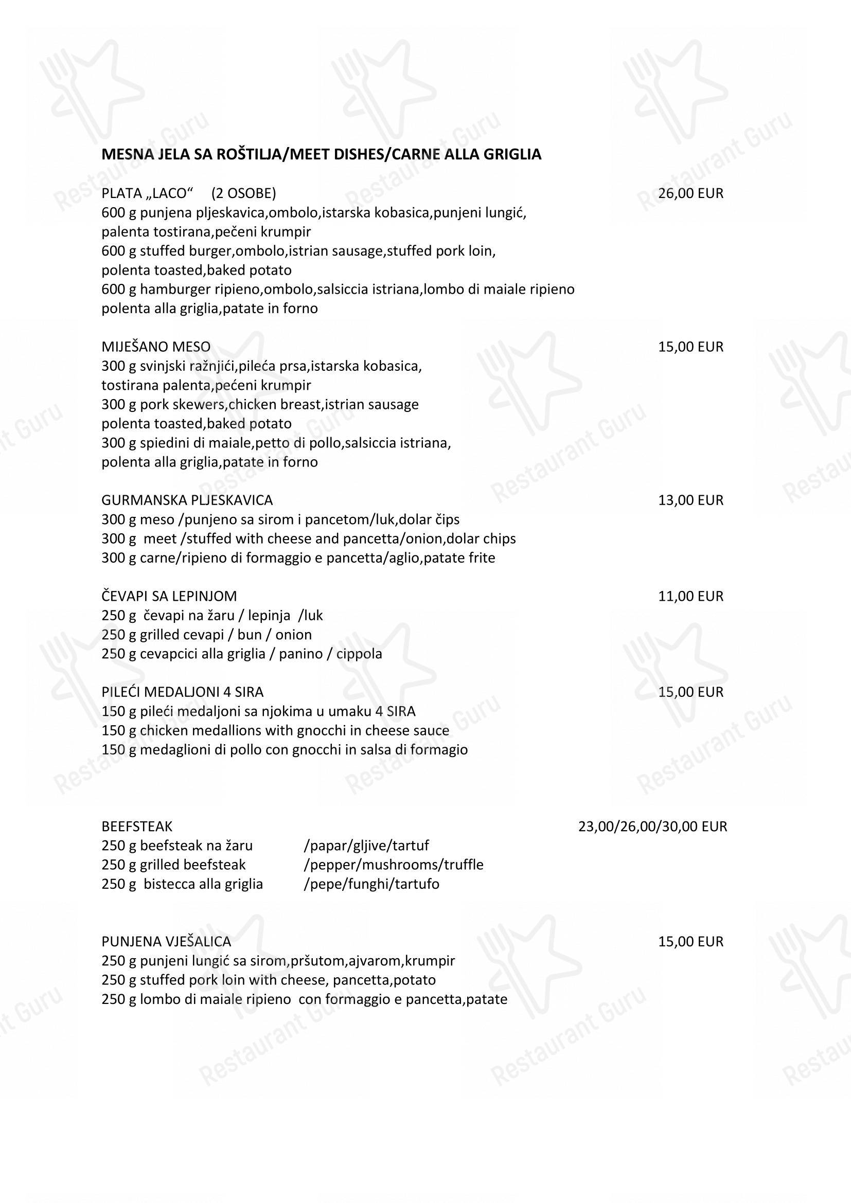 Menu di Pizzeria Laco - Menu