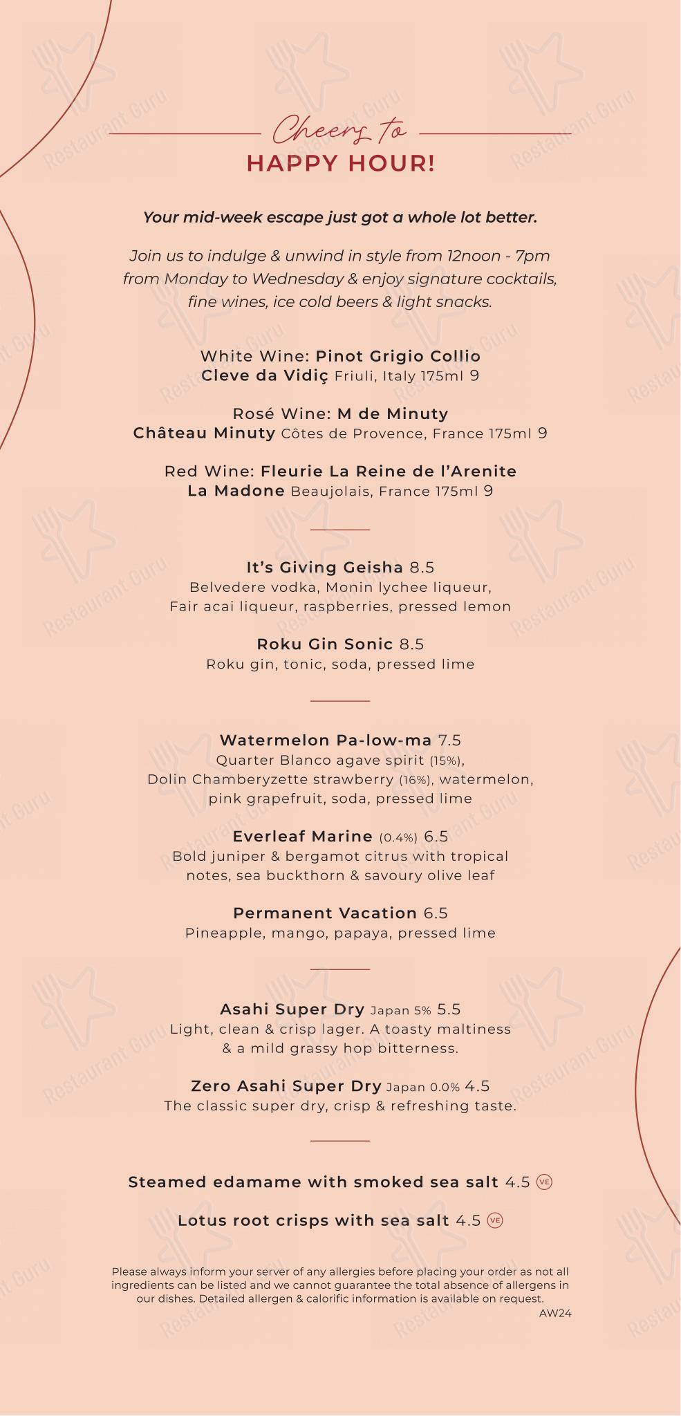 Menu per Radio Rooftop Bar in Milano