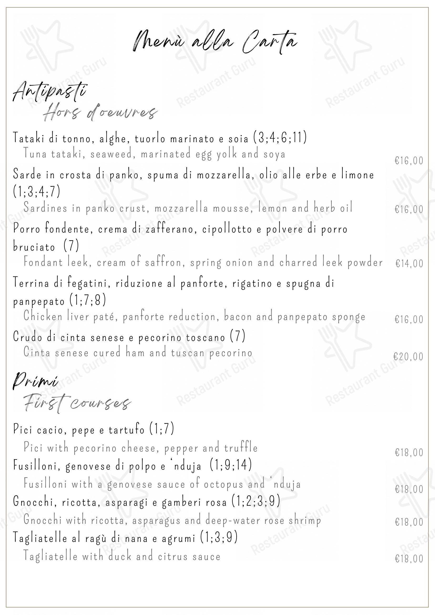 Ristorante In Carrozza in Siena - Menu