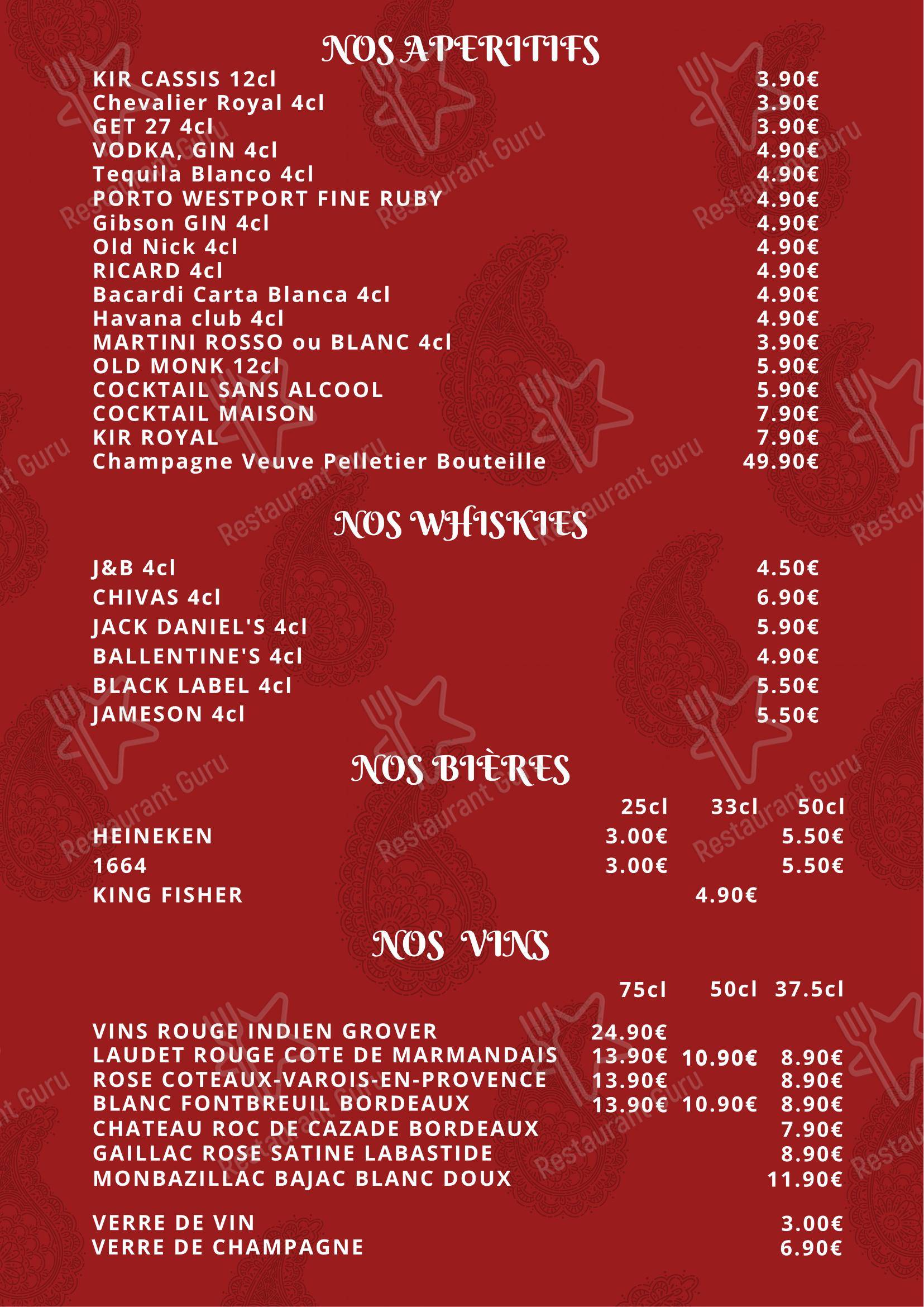 Menu pour Ruby Restaurant - Menu