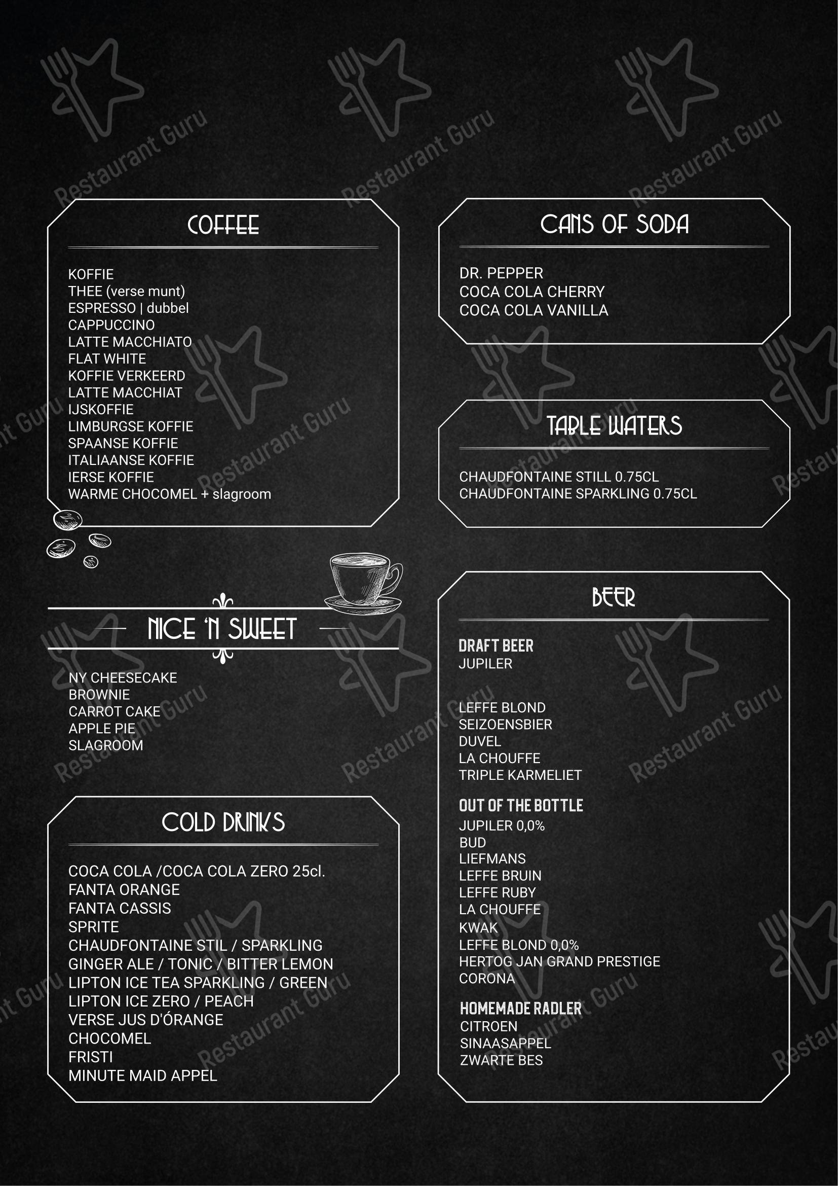 Menu pour Rudy's dans Landgraaf