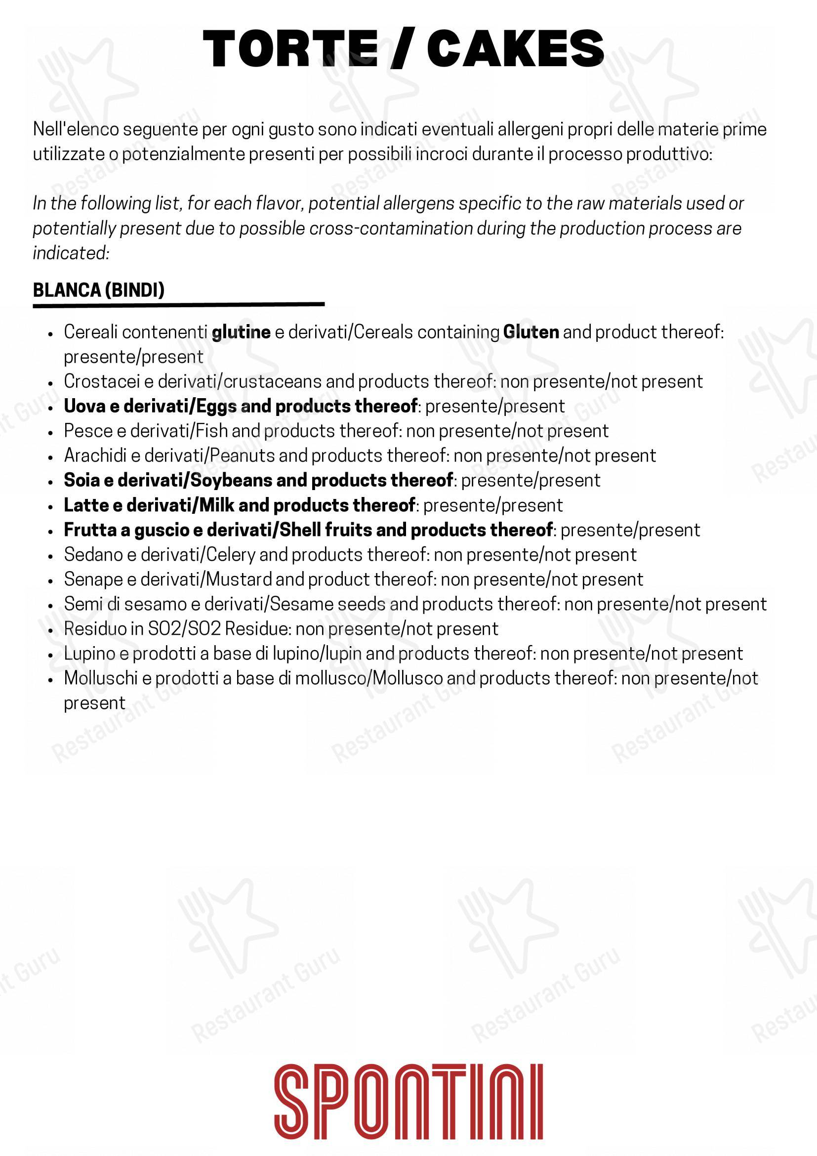 Menu per Spontini Milano 1953 in Monza