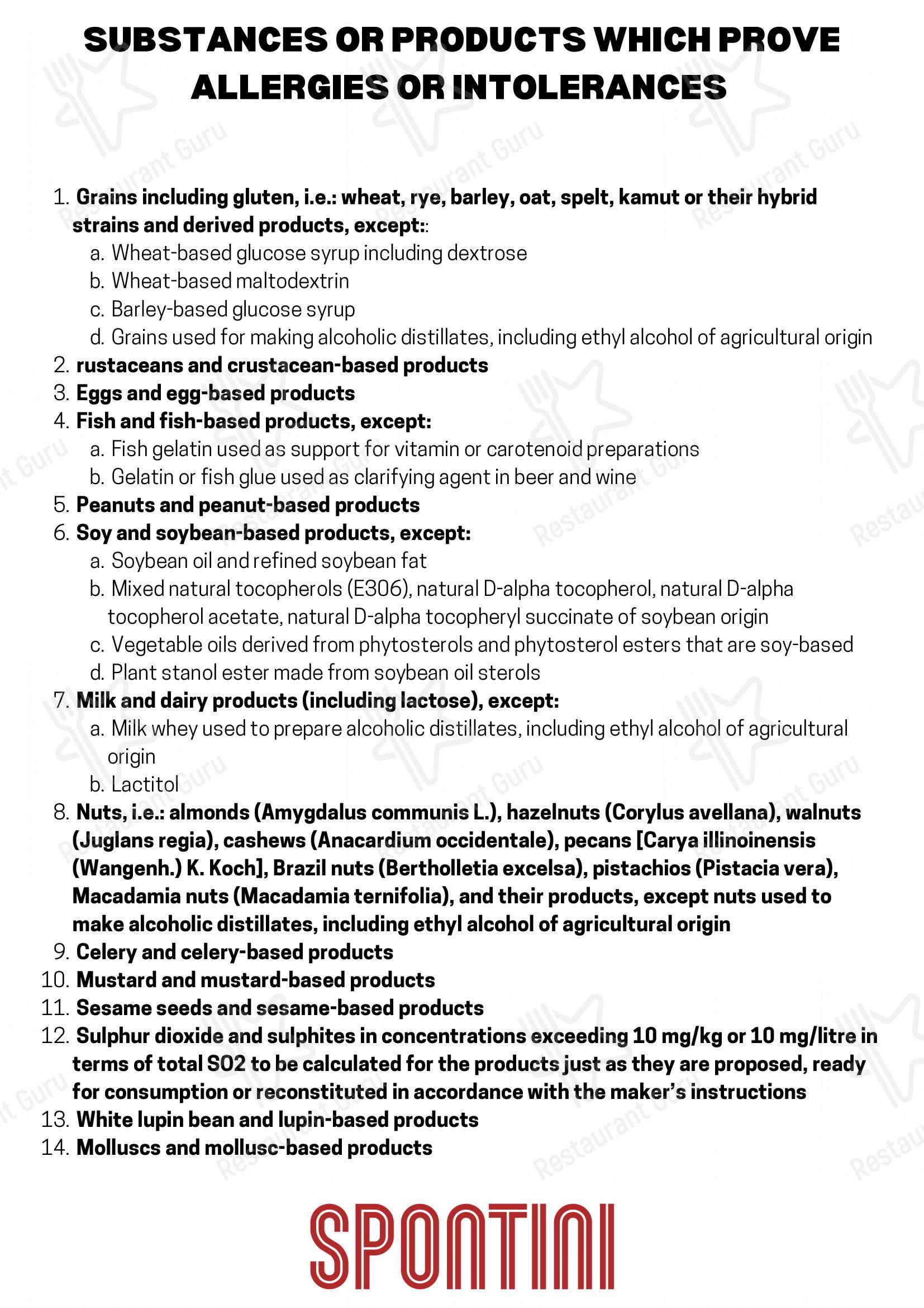 Menu per Spontini Milano 1953 in Monza