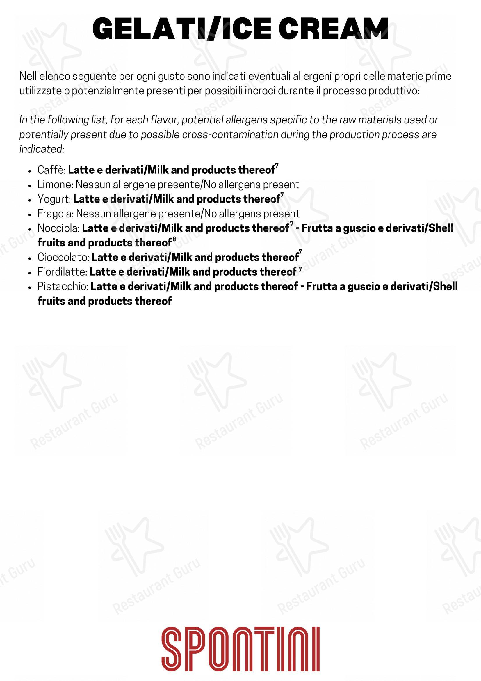 Menu per Spontini Milano 1953 in Monza