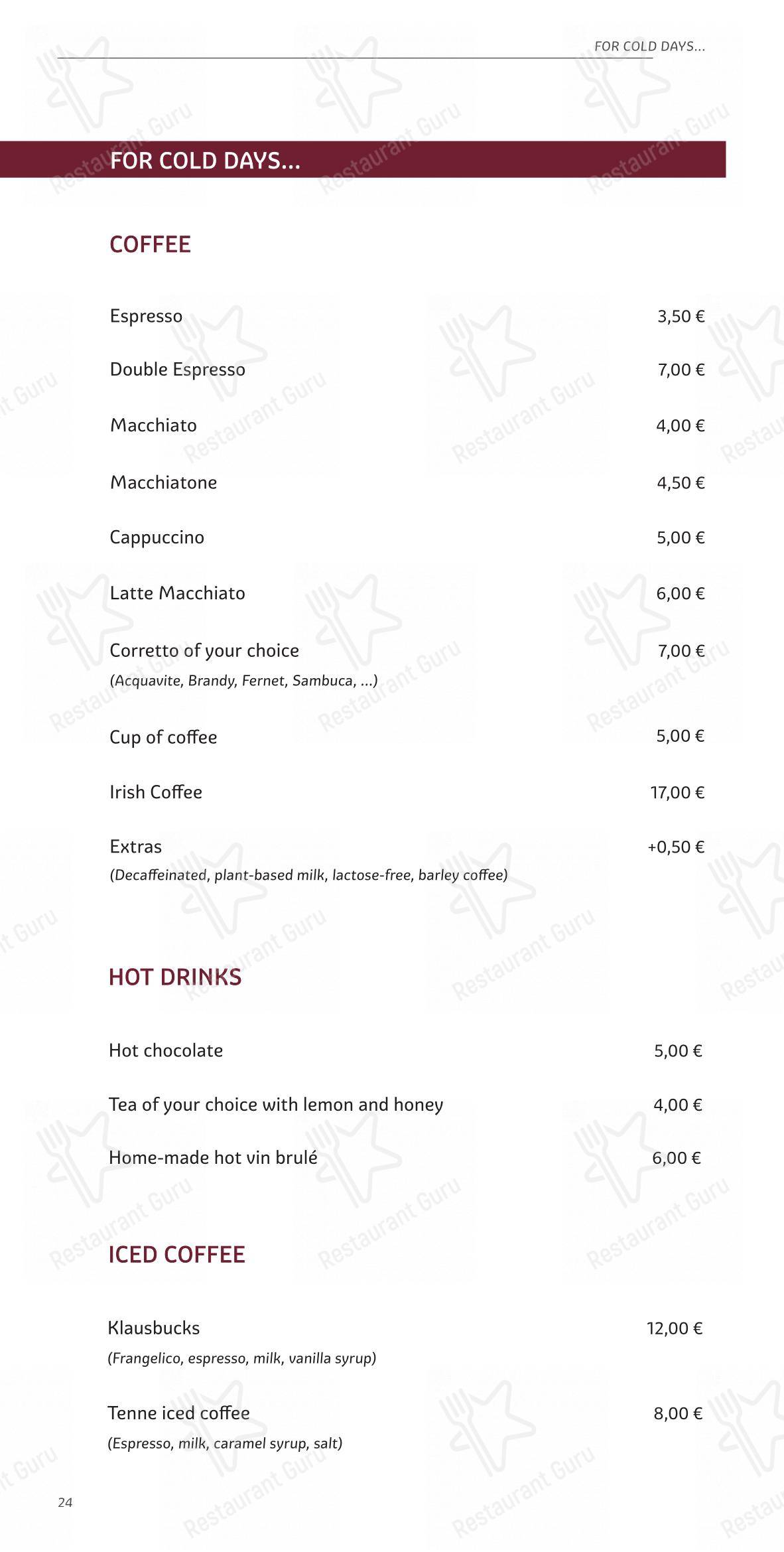 Menu bar per Tenne Lodges in Colle