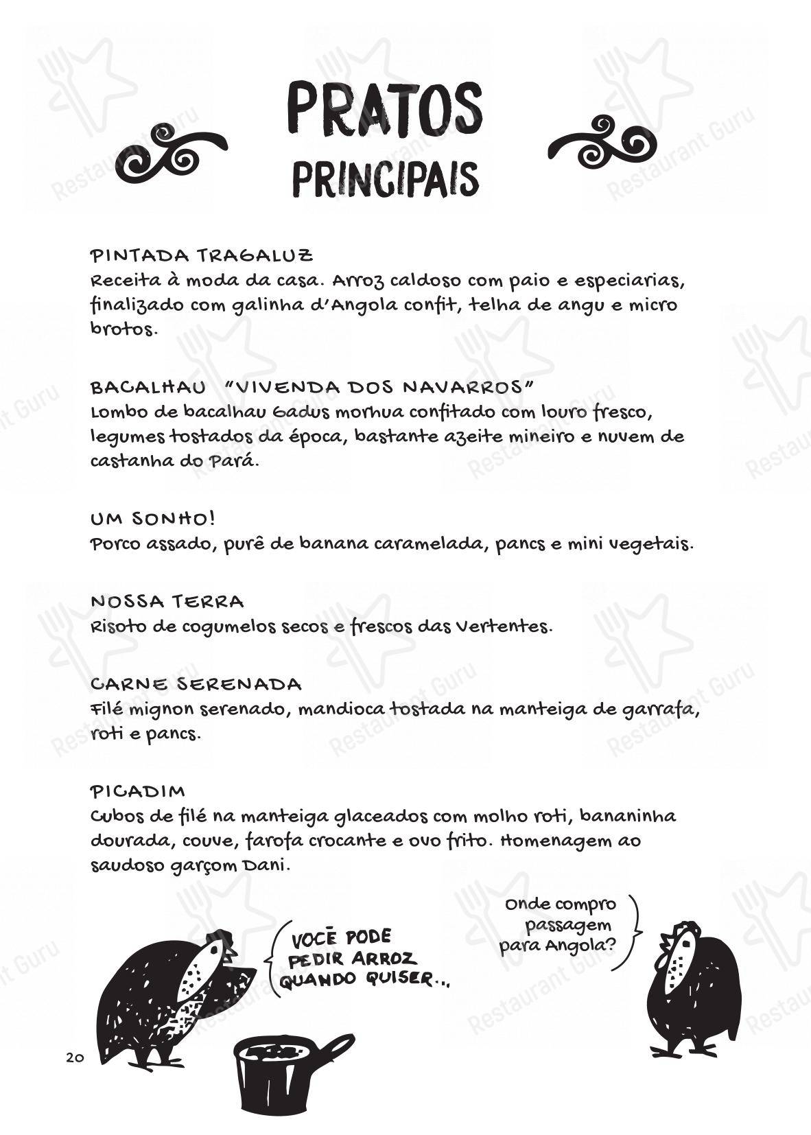Menu bar para Tragaluz Restaurante Casa em Tiradentes