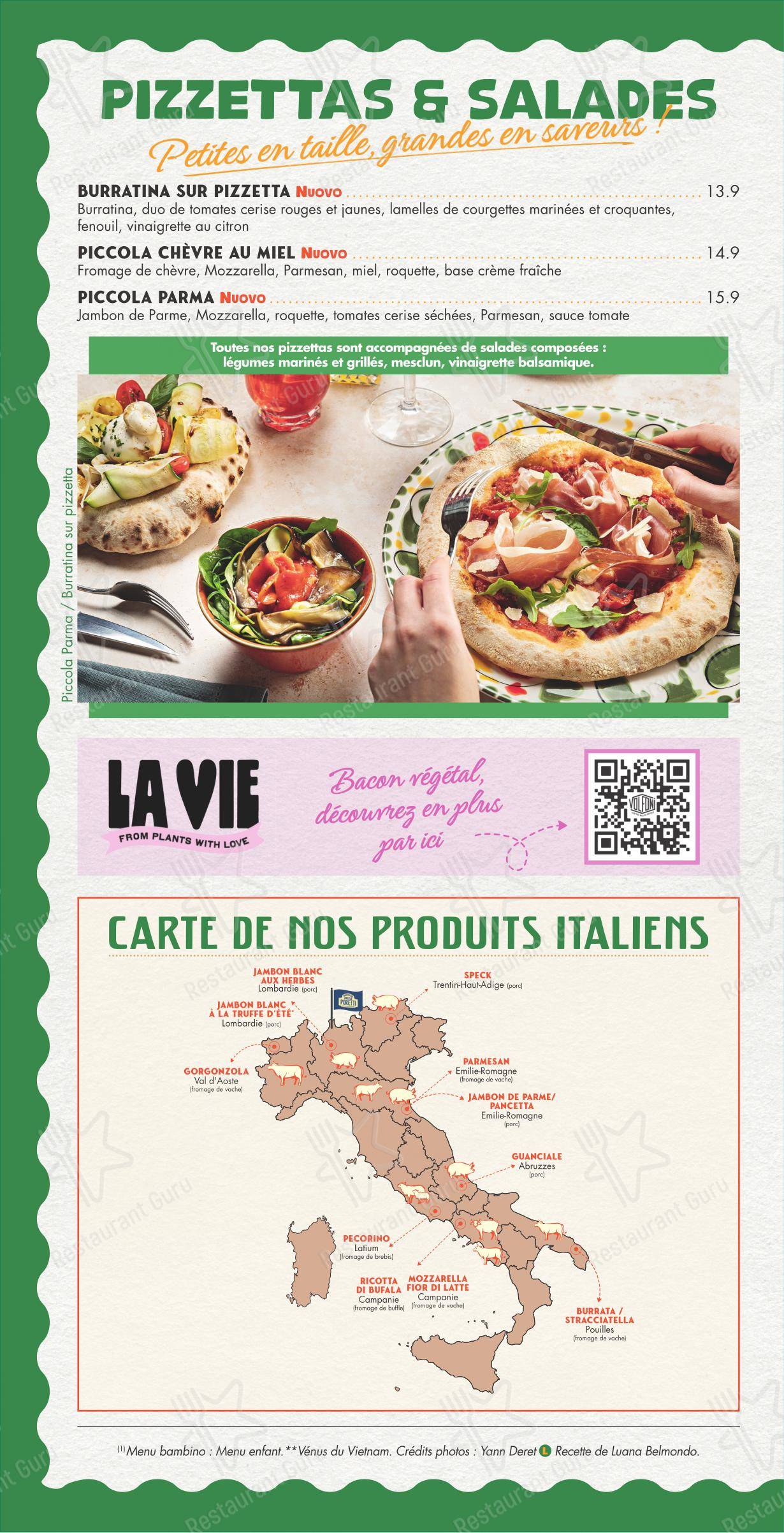 Menu pour Volfoni Servon - Menu