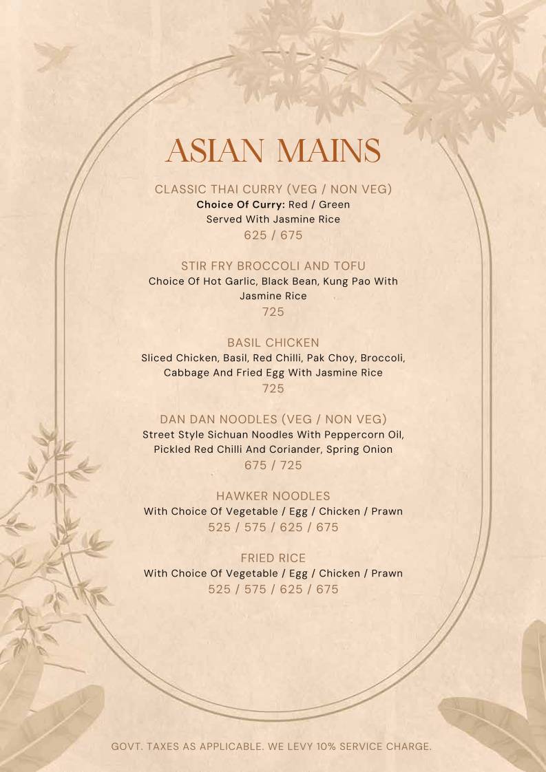 1 Oak menu