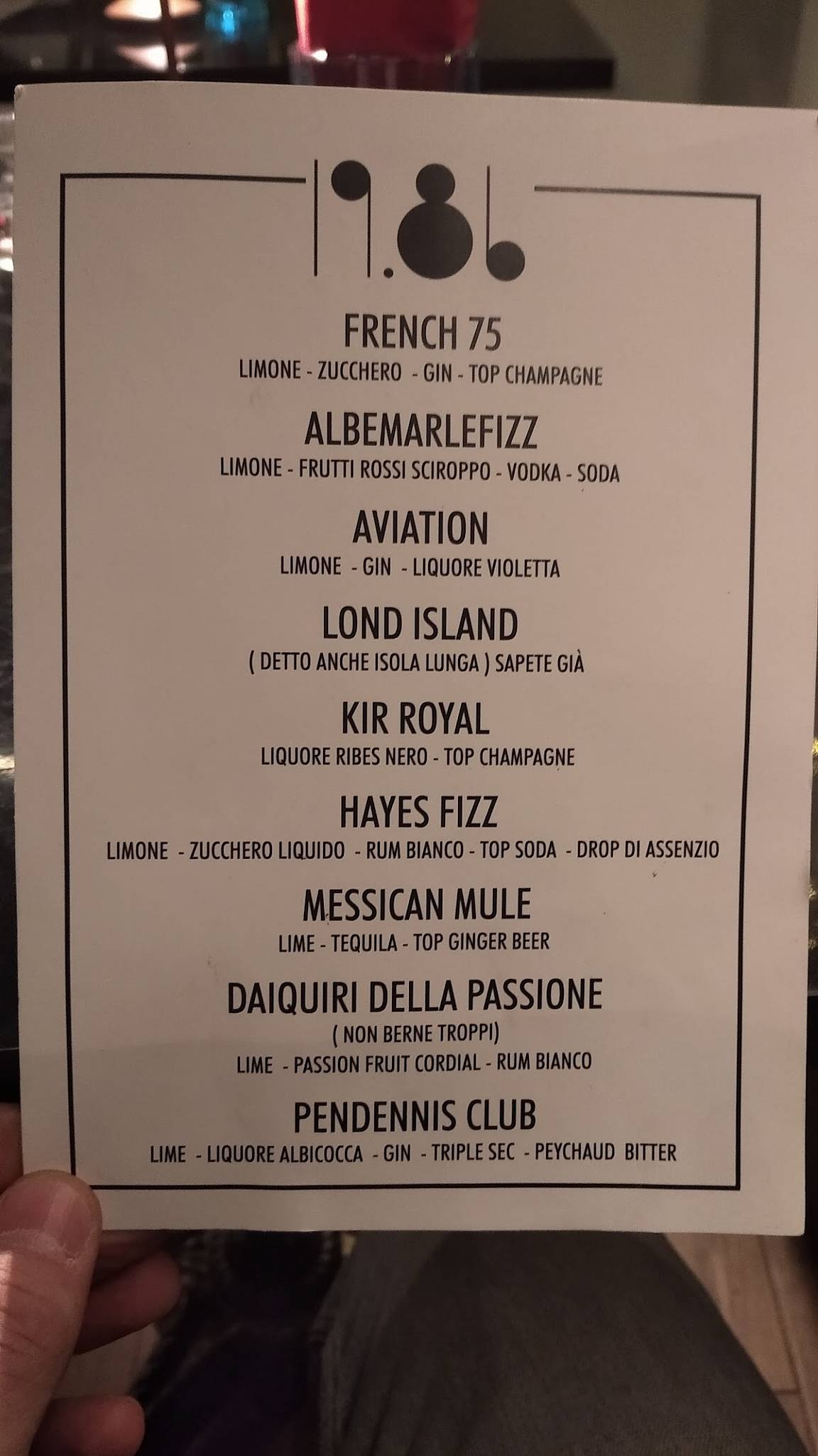 Menu di 19.86 corso Matteotti 
