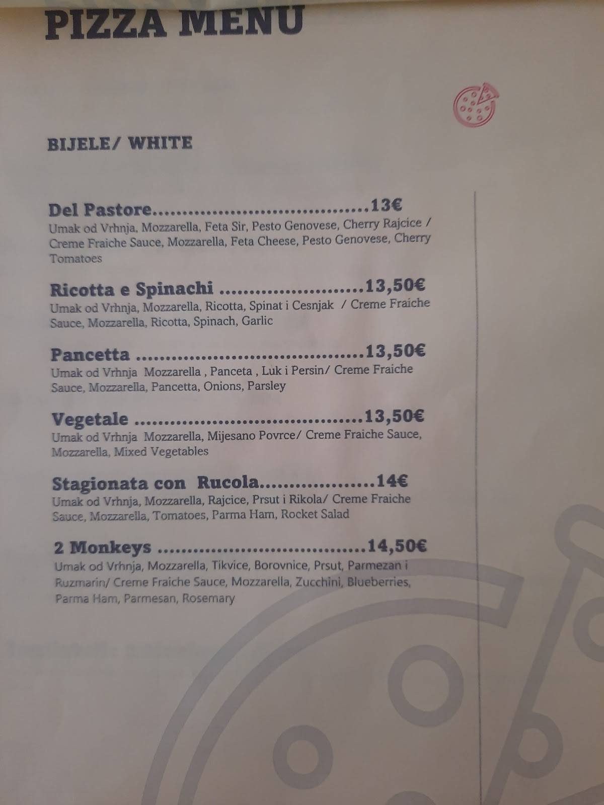 Menu di 2 Monkeys 