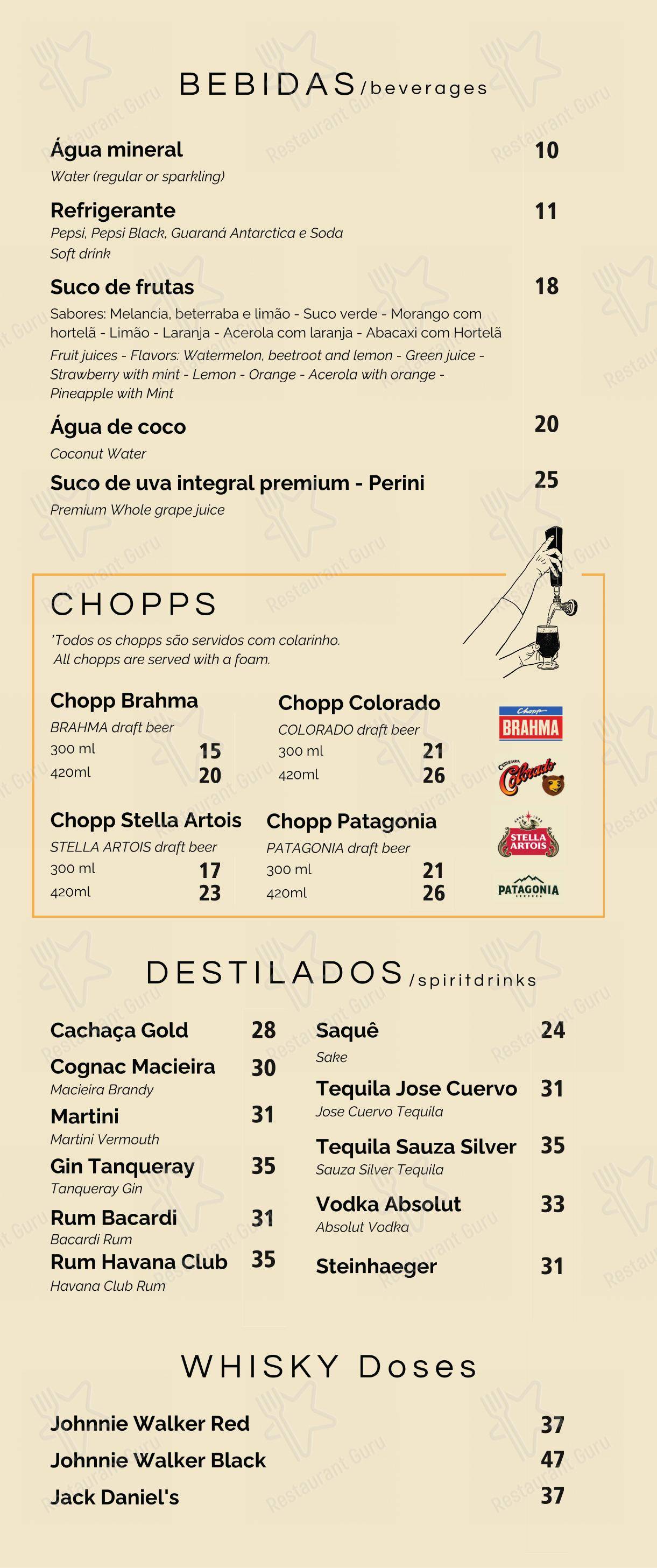 Menu para 360 POA Gastrobar restaurante