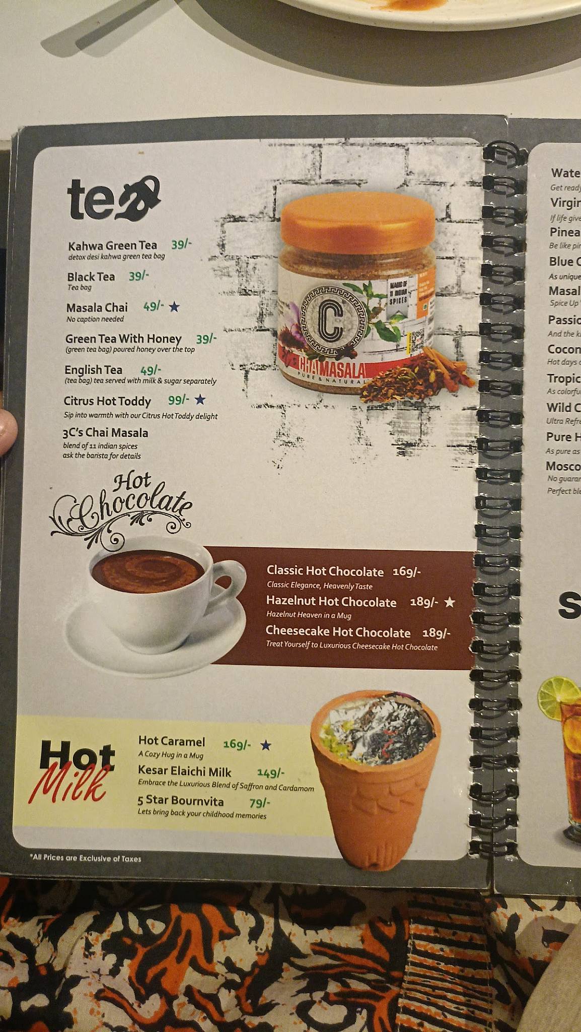 3C's Cafe (Chai Coffee Cafe) menu