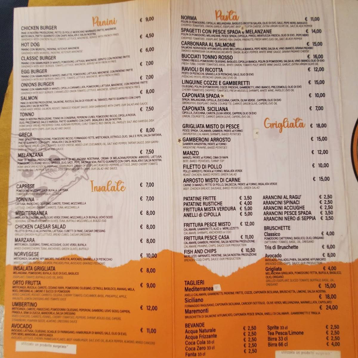 Menu di 4Formaggi_Ortigia Pizzeria Ristorante 