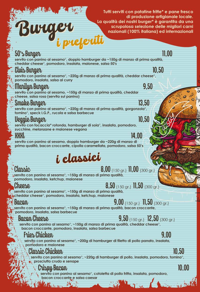 Menu di 50's ristoburger 