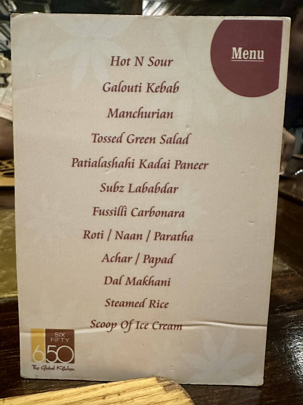 650 - The Global Kitchen menu