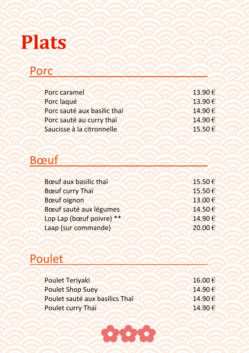 Menu de Restaurant 7 Et 7 Pau