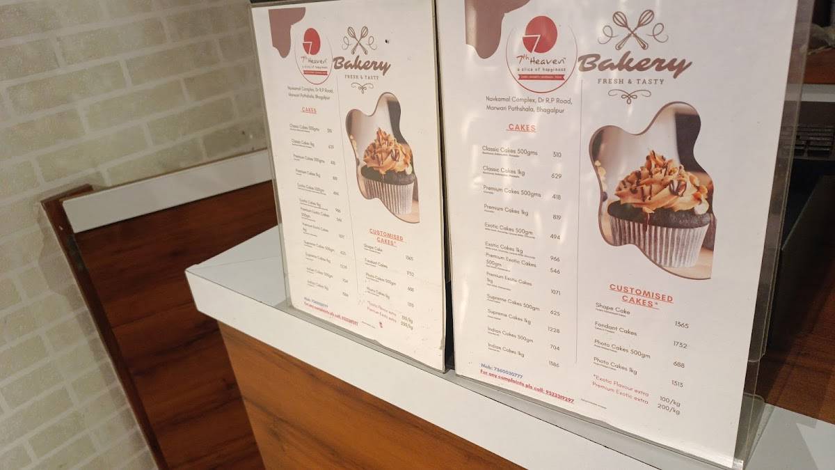 7th Heaven Cake and Cafe Bhagalpur menu