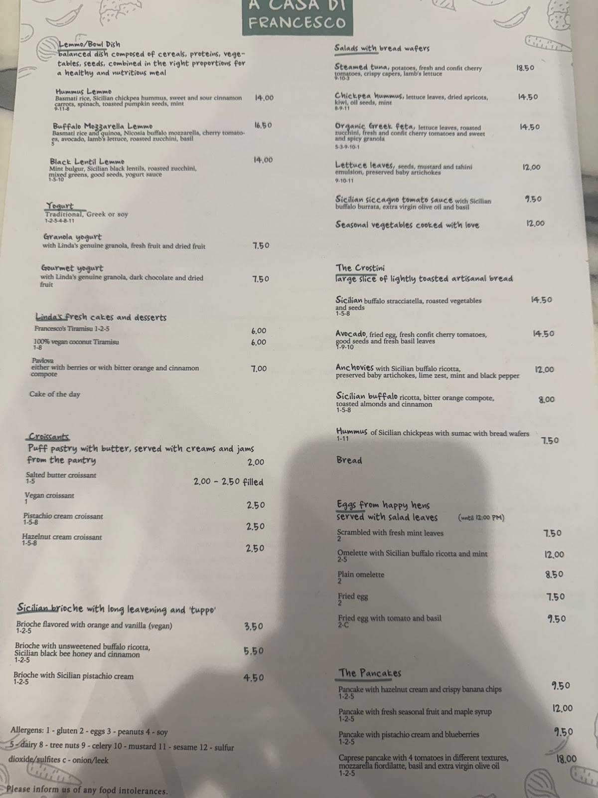 Menu di A Casa di Francesco 