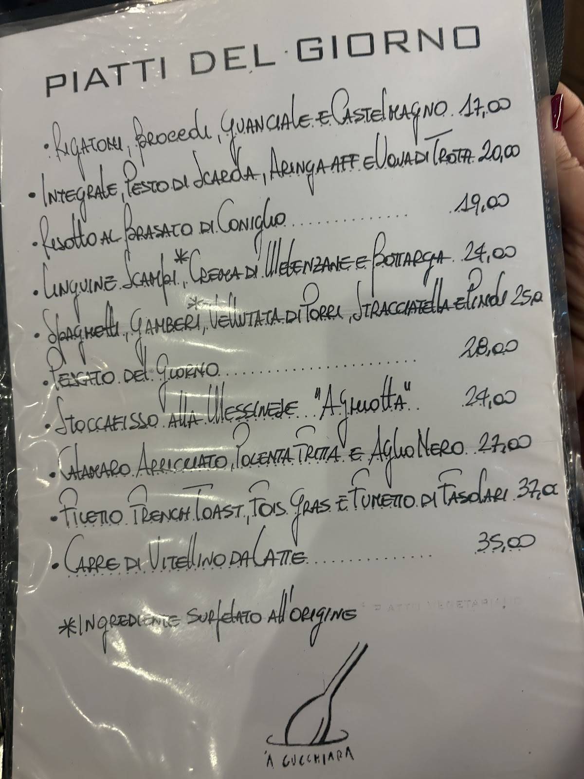 Menu di 'A Cucchiara 