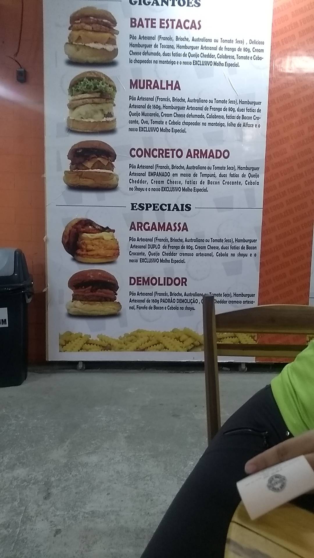 Armazém Food cardápio