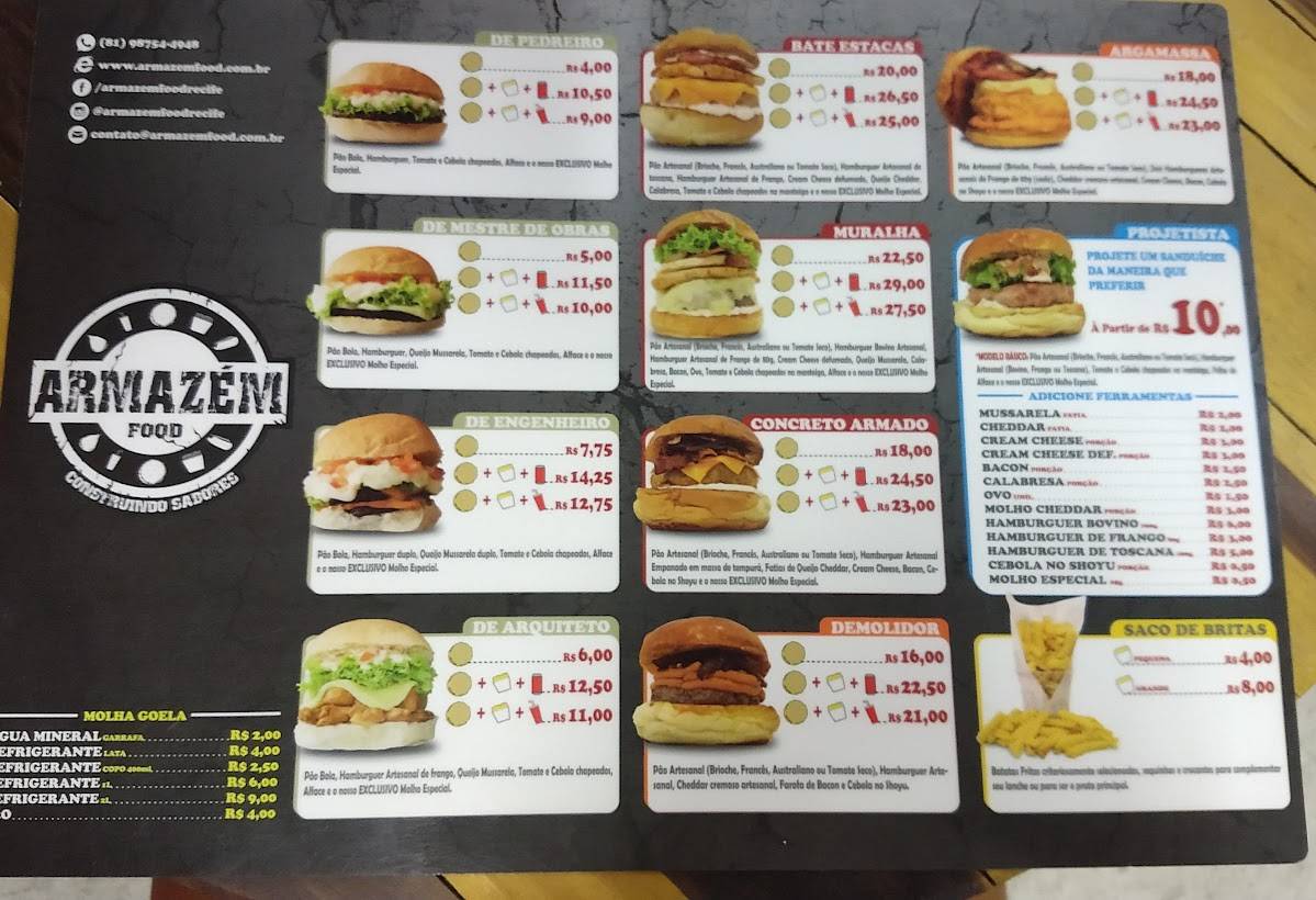 Armazém Food cardápio