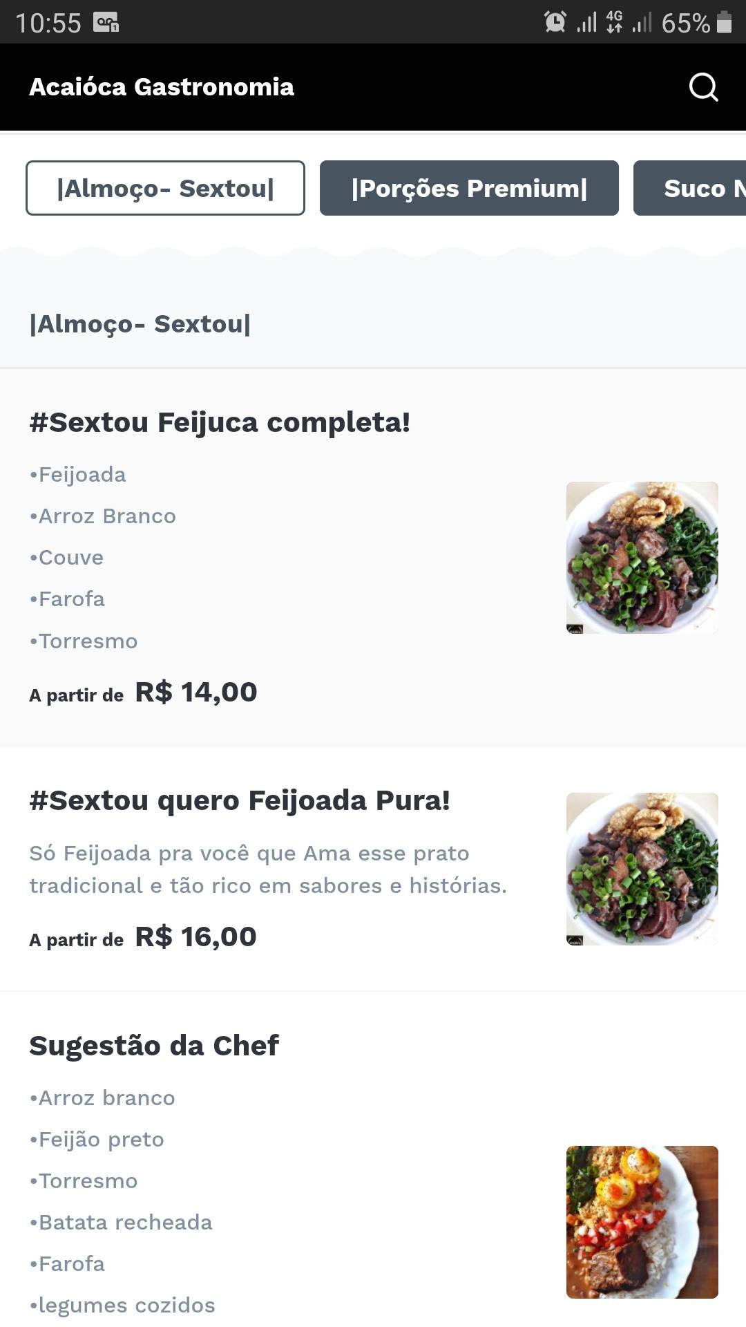 Acaióca Gastropub cardápio