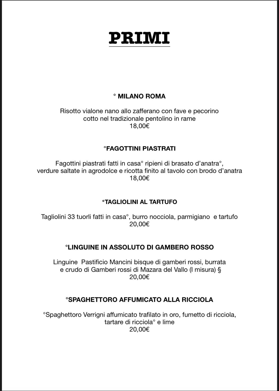 Menu di Accademia del Gusto 1990 