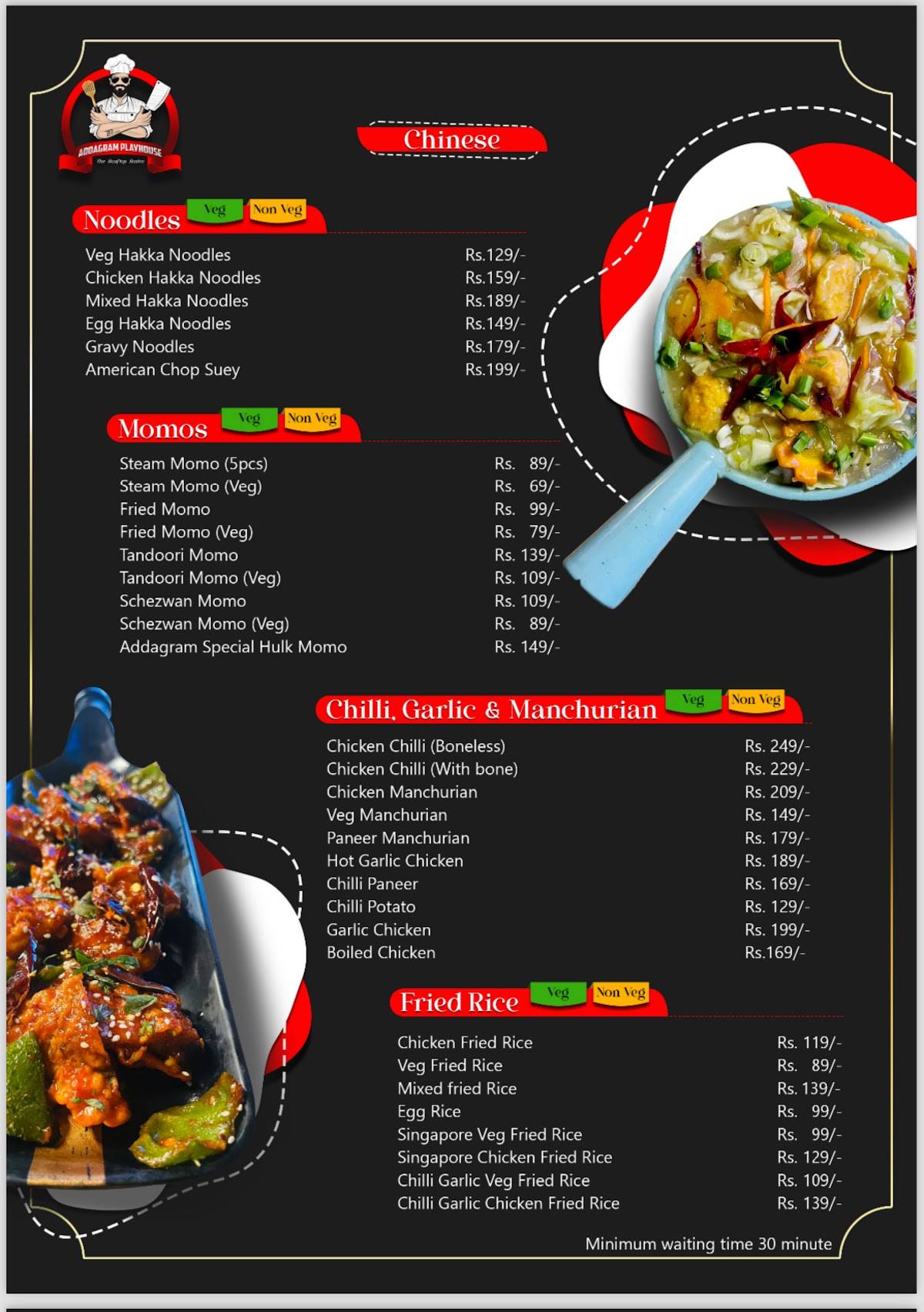 Addagram Playhouse , The Rooftop Restro menu
