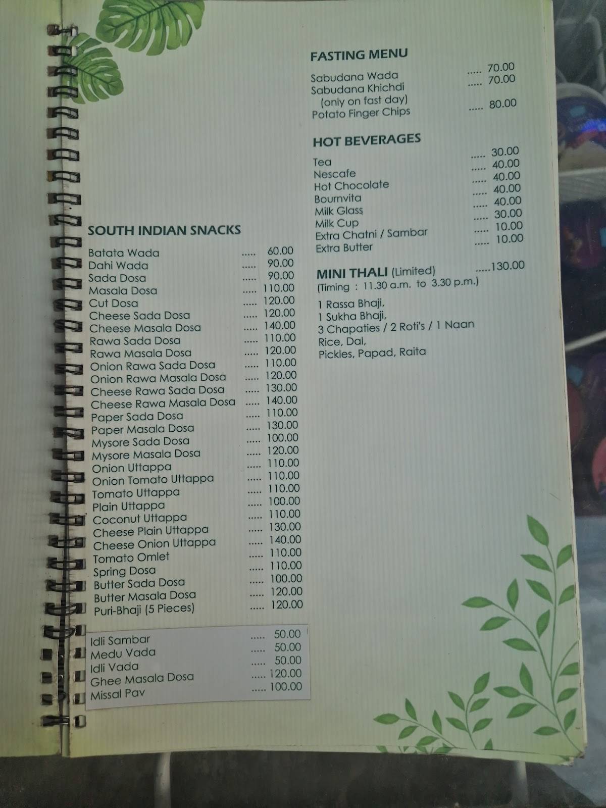 Aditya Pure Veg menu