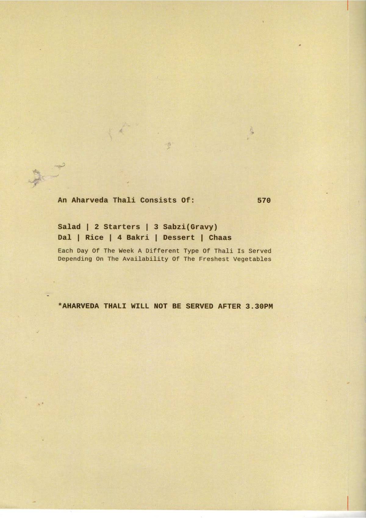 Aharveda - Vegan & Beyond menu