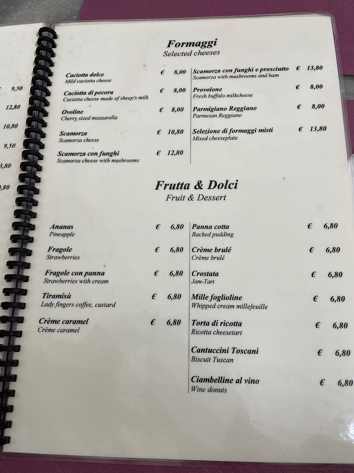 Menu di Pizzeria Ai Marmi - Antico forno a legna dal 1931 