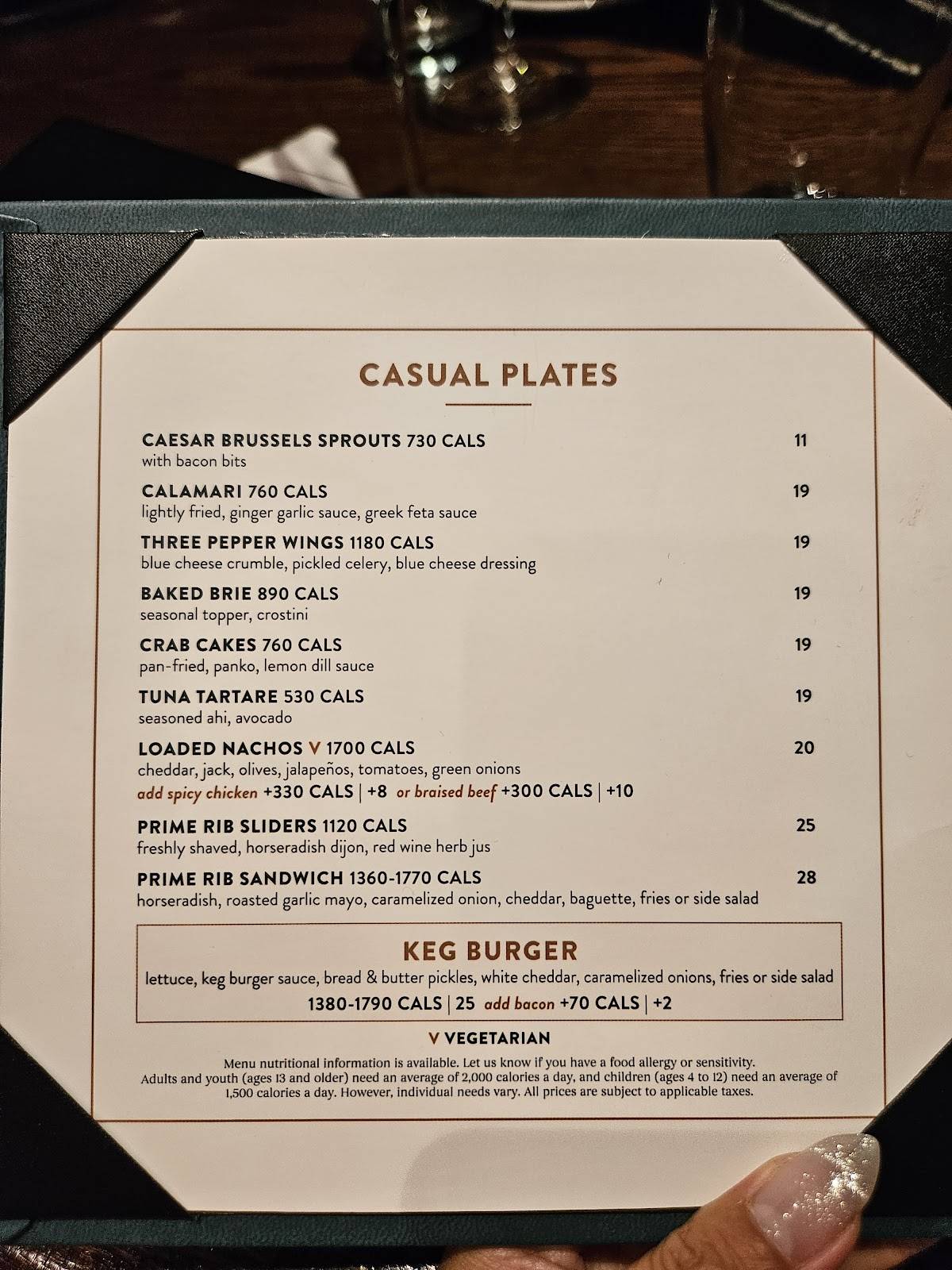 Menu de The Keg Steakhouse + Bar - Ajax