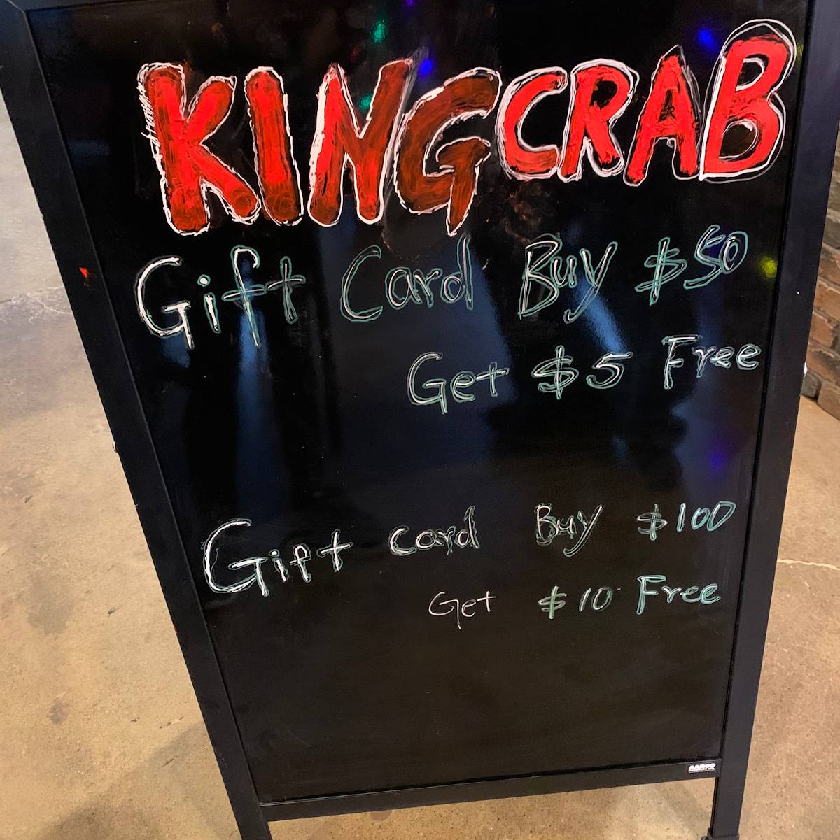 Menu at King Crab restaurant, Akron
