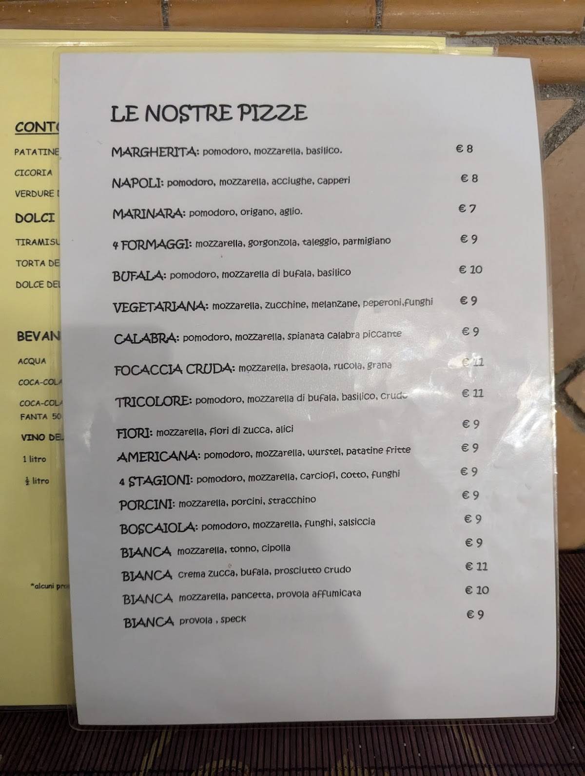 Menu di Al Caminetto 
