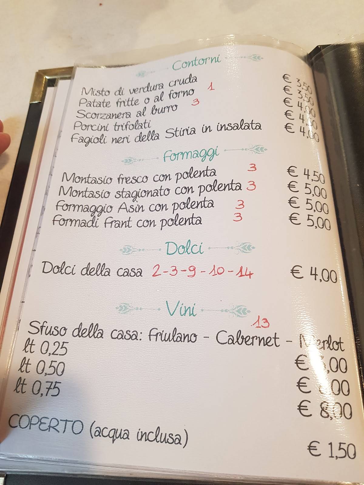 Menu di Al Gnotul 