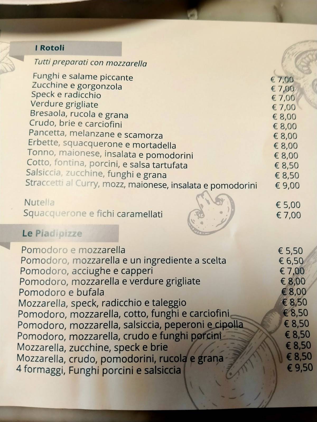Menu di Al Km 0 Piadina e Pasta Fresca e cucina 