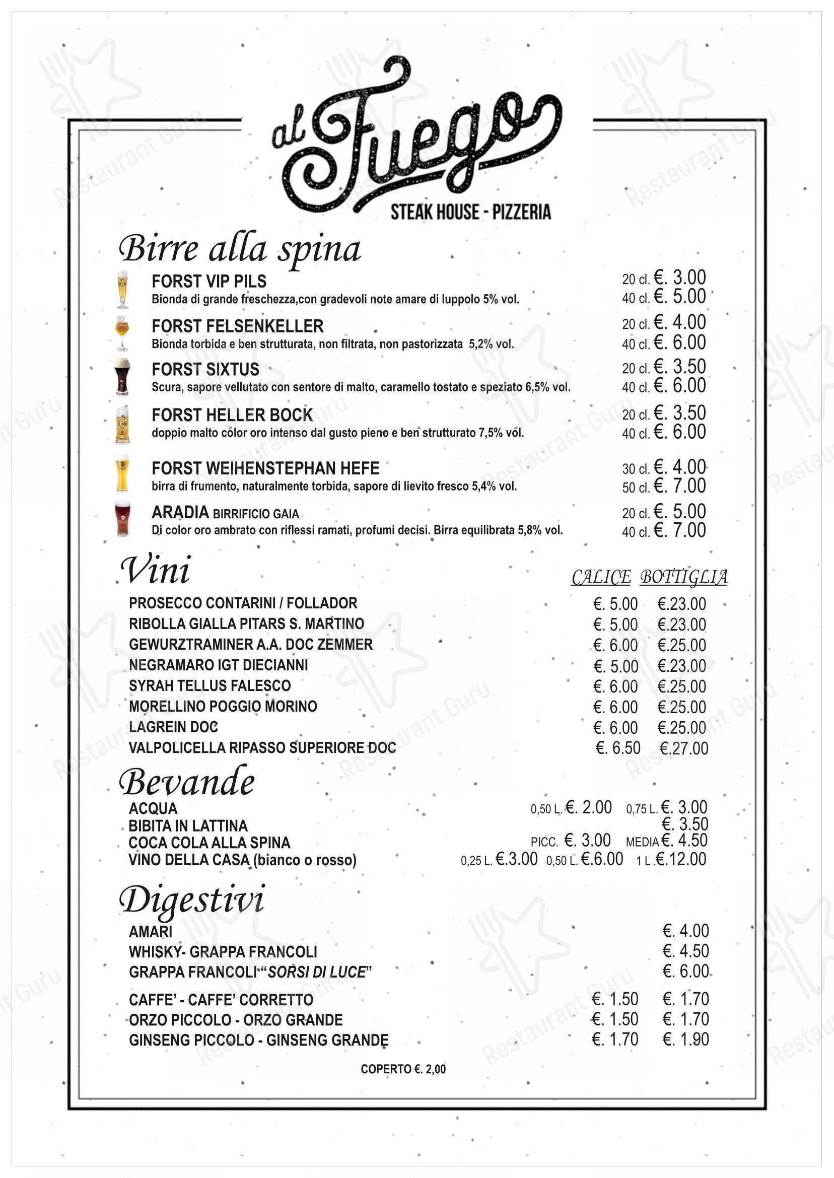 Menu per Al fuego in Albiate