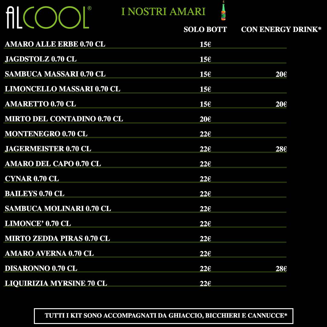 Menu di Alcool Cagliari 