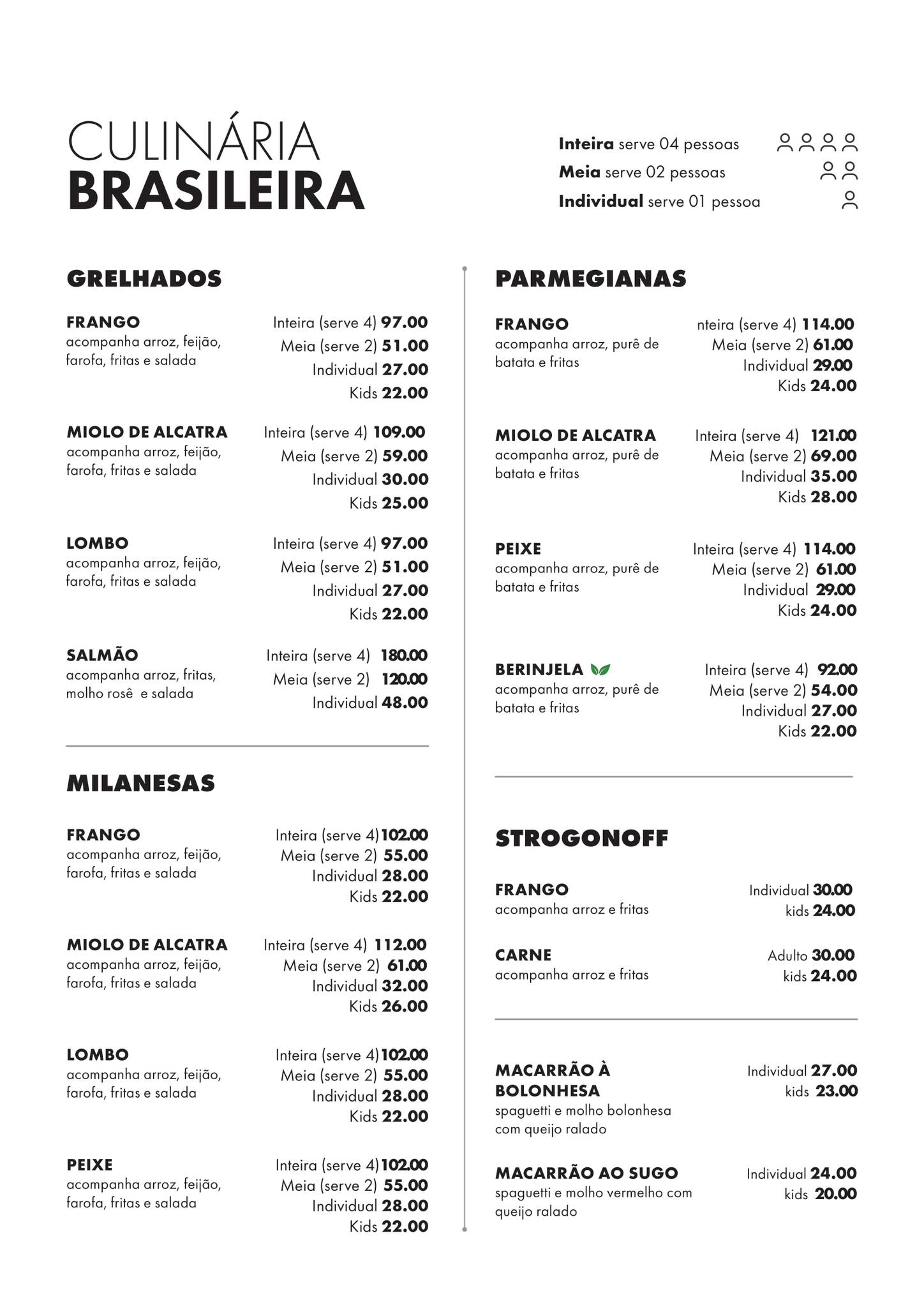 Restaurante Mensorê cardápio