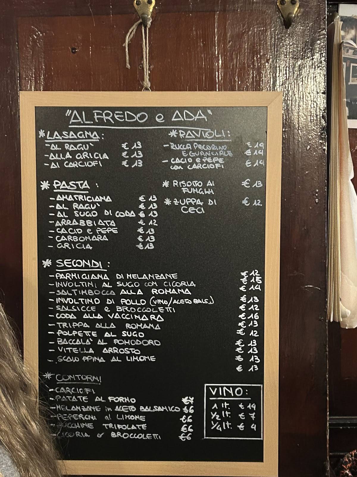 Menu de Alfredo e Ada