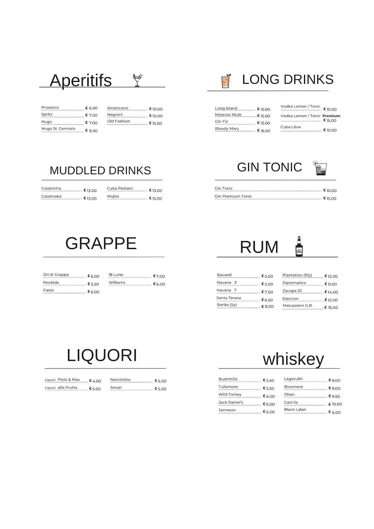 Menu di Altrove Lounge 