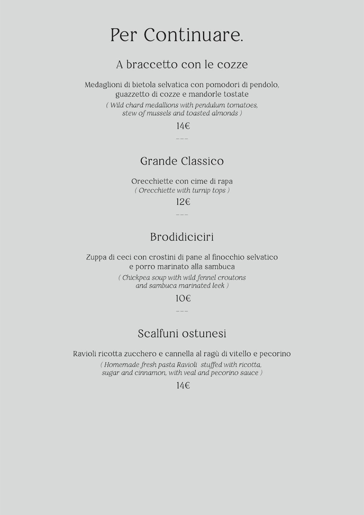 Menu di Ama chilometrozero 