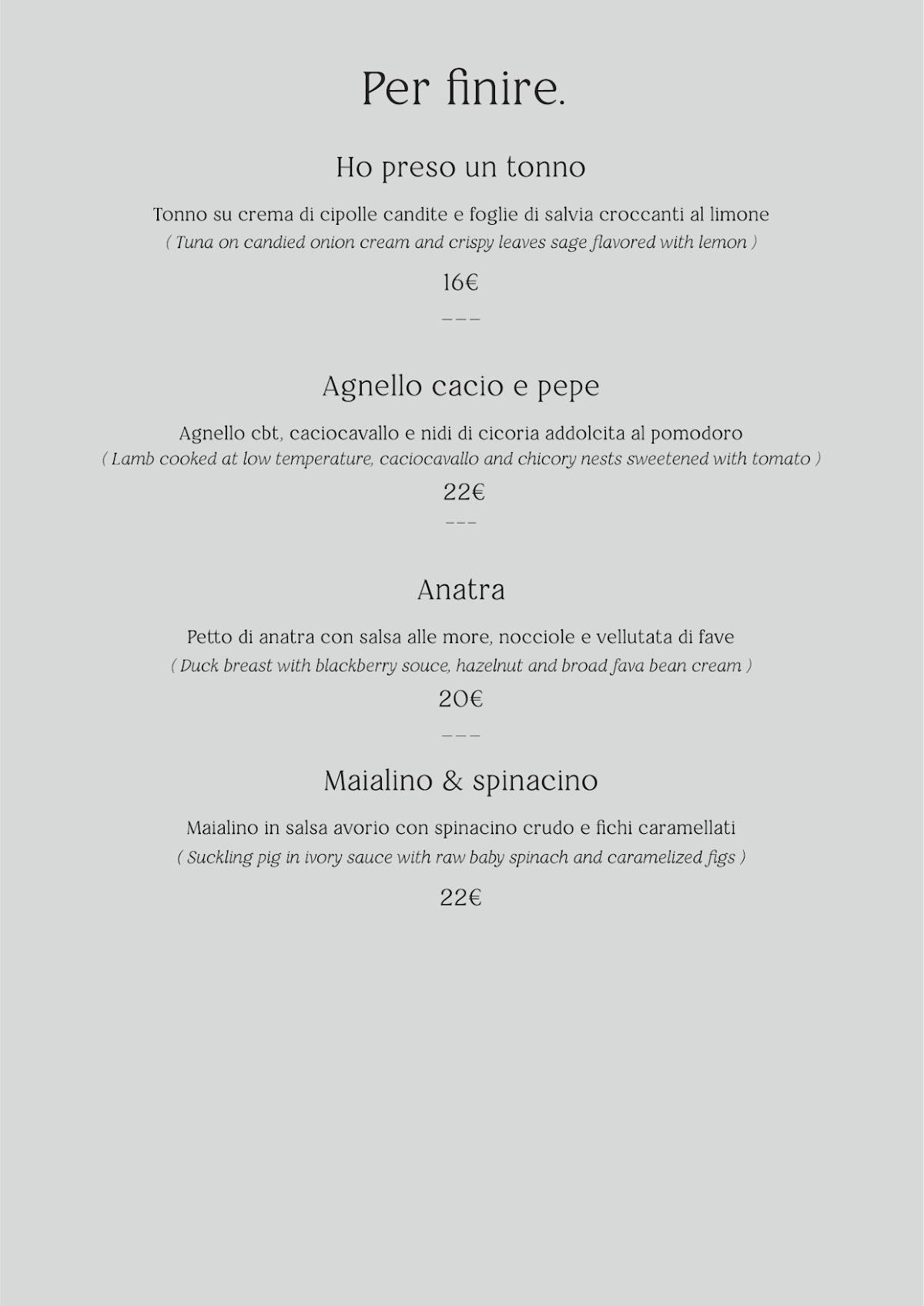 Menu di Ama chilometrozero 