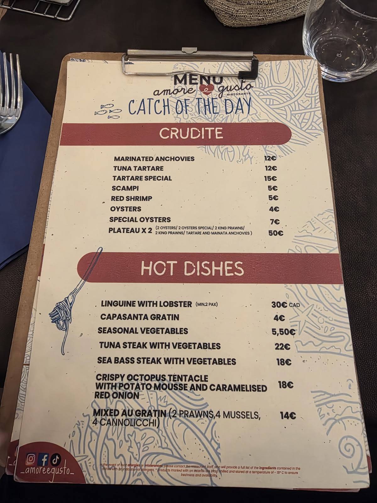 Menu di Amore e Gusto 