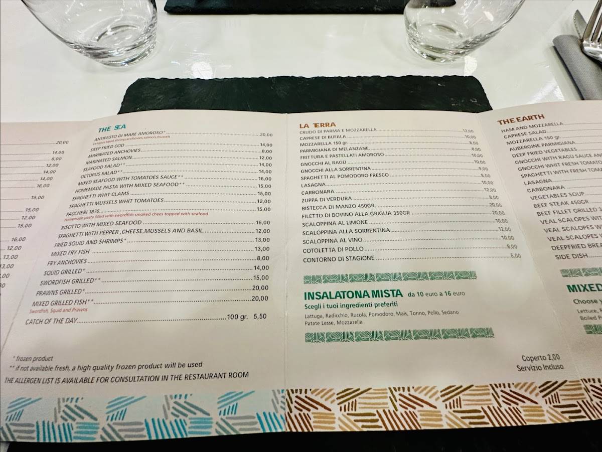 Menu di Amoroso dal 1876 - Ristorante e Pizzeria Napoli 