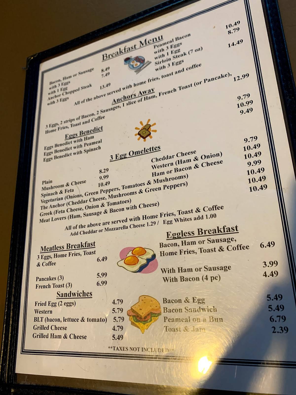 Menu at Anchor Family Restaurant,