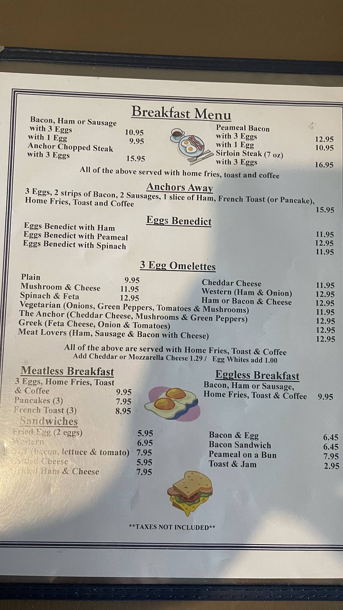 Menu at Anchor Family Restaurant,
