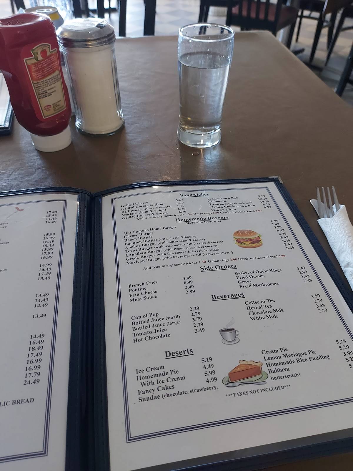 Menu at Anchor Family Restaurant,