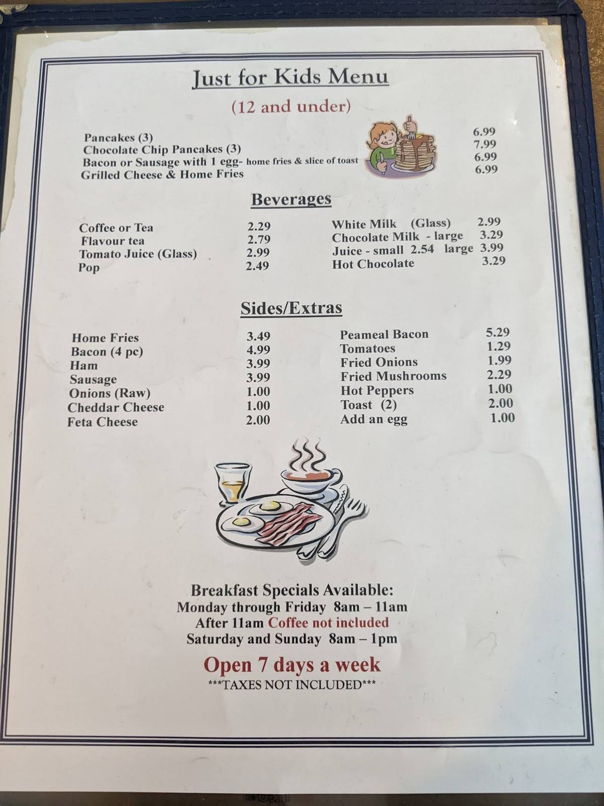 Menu at Anchor Family Restaurant,